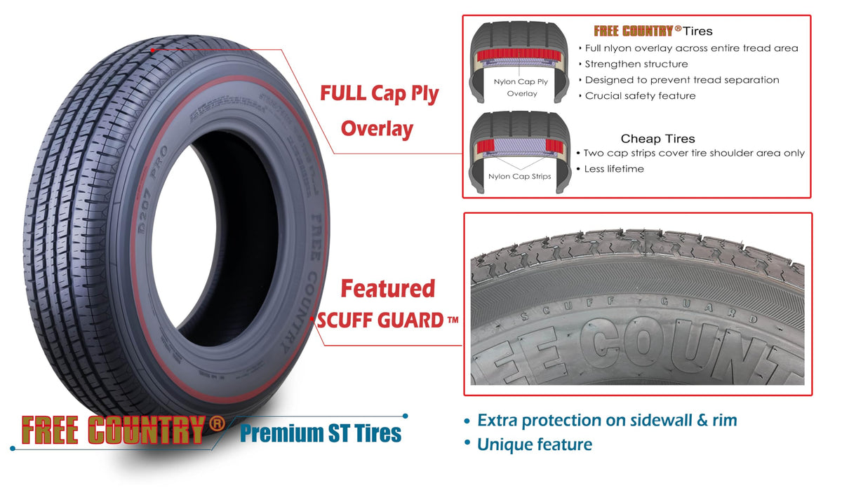 4 Premium Trailer Tire ST205/75R15 8PR LRD 107N Z52218