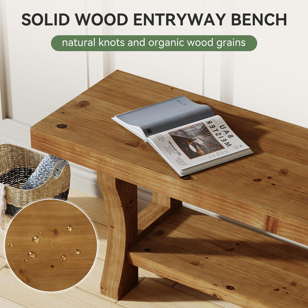 Brown Solid Wood Entryway Bench P612405