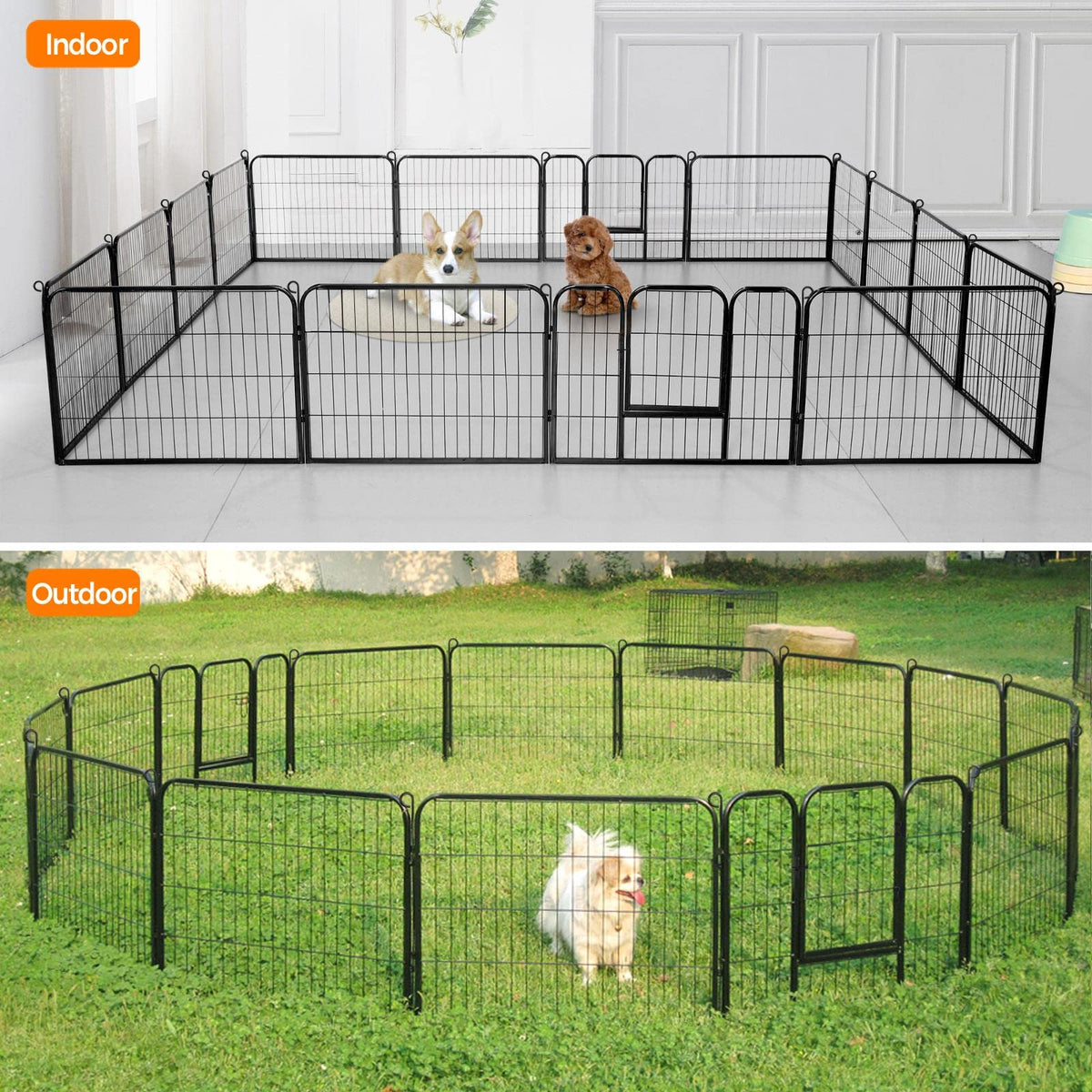 24" H 16-Panel Extra Wide Dog Playpen with Door S171