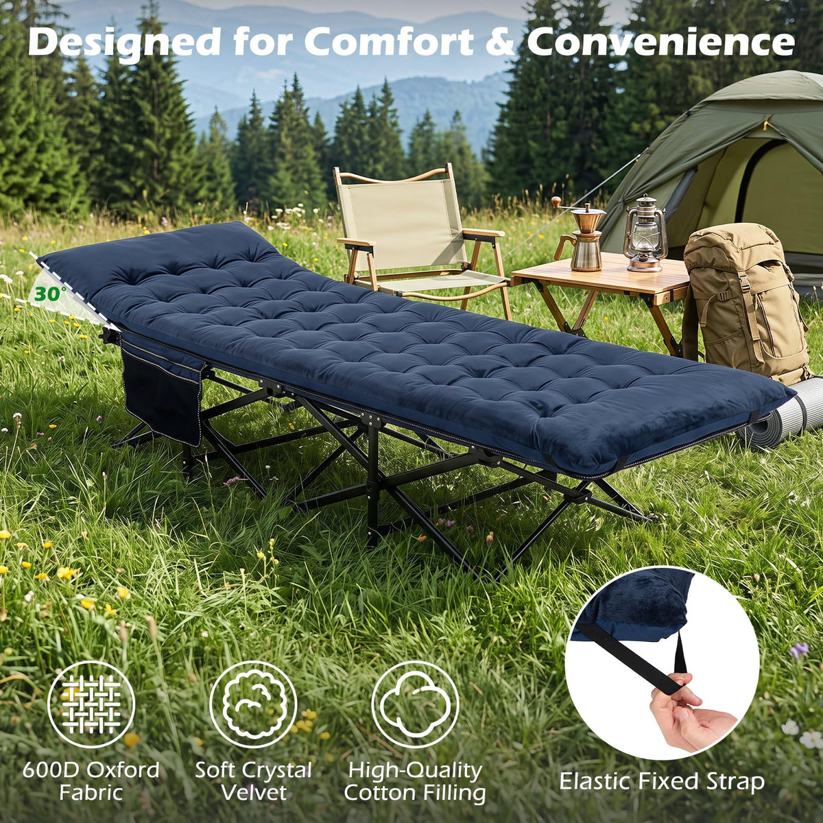 Camping Cot with Padded Mat C967