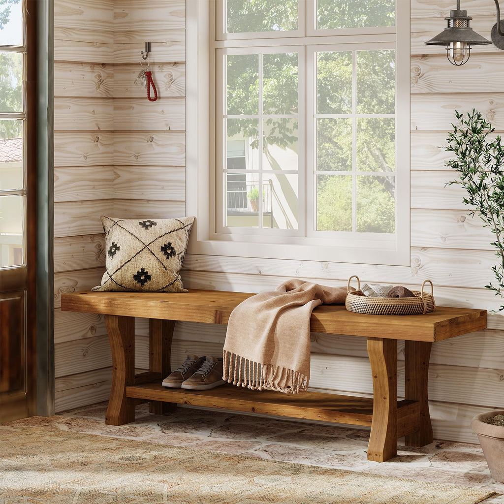Brown Solid Wood Entryway Bench P612405