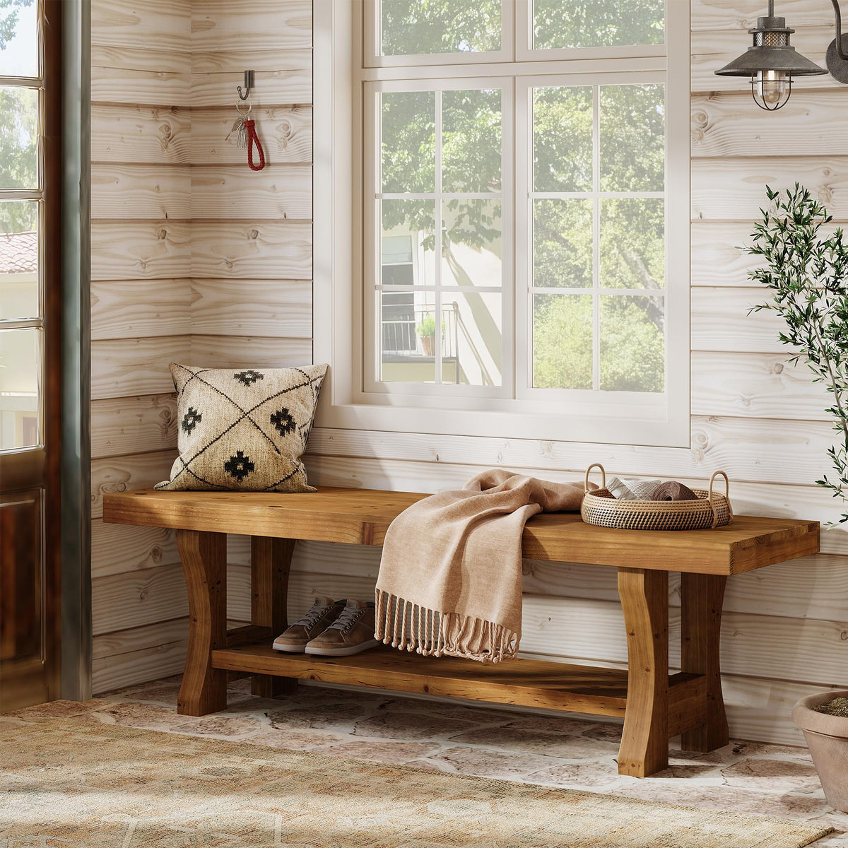 Brown Solid Wood Entryway Bench P612405