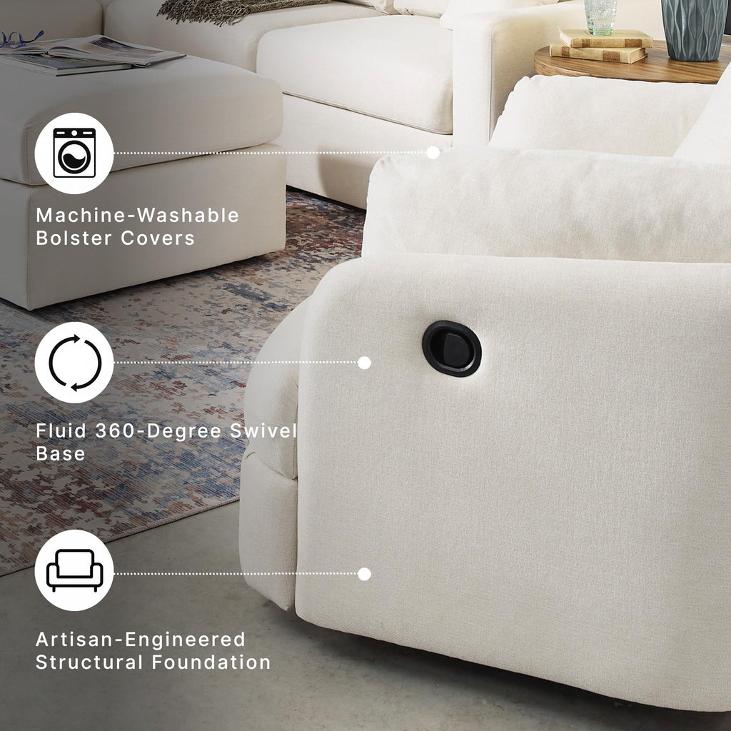 Beige Swivel Glider Recliner Rocking Chair H9307