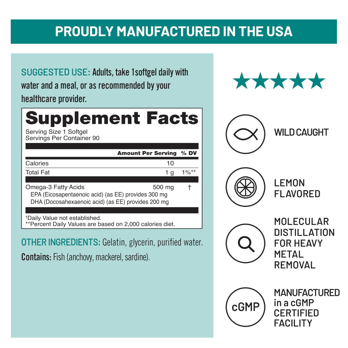 Omega 3 Fish Oil 500 mg EPA & DHA 90 Softgels A601612