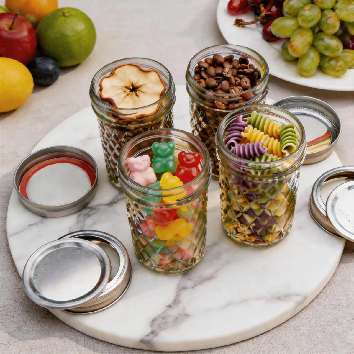 16 oz Wide Mouth Glass Mason Jars with Lids, 4 Pack J62001