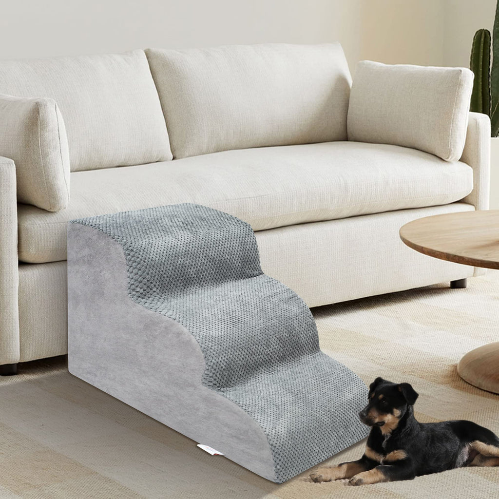 High Density Foam Dog Stairs 3 Steps Grey O764435