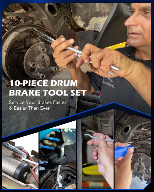 10pc Drum Brake Tool Kit with Spring Pliers and Adjusting Spoons Set J229484