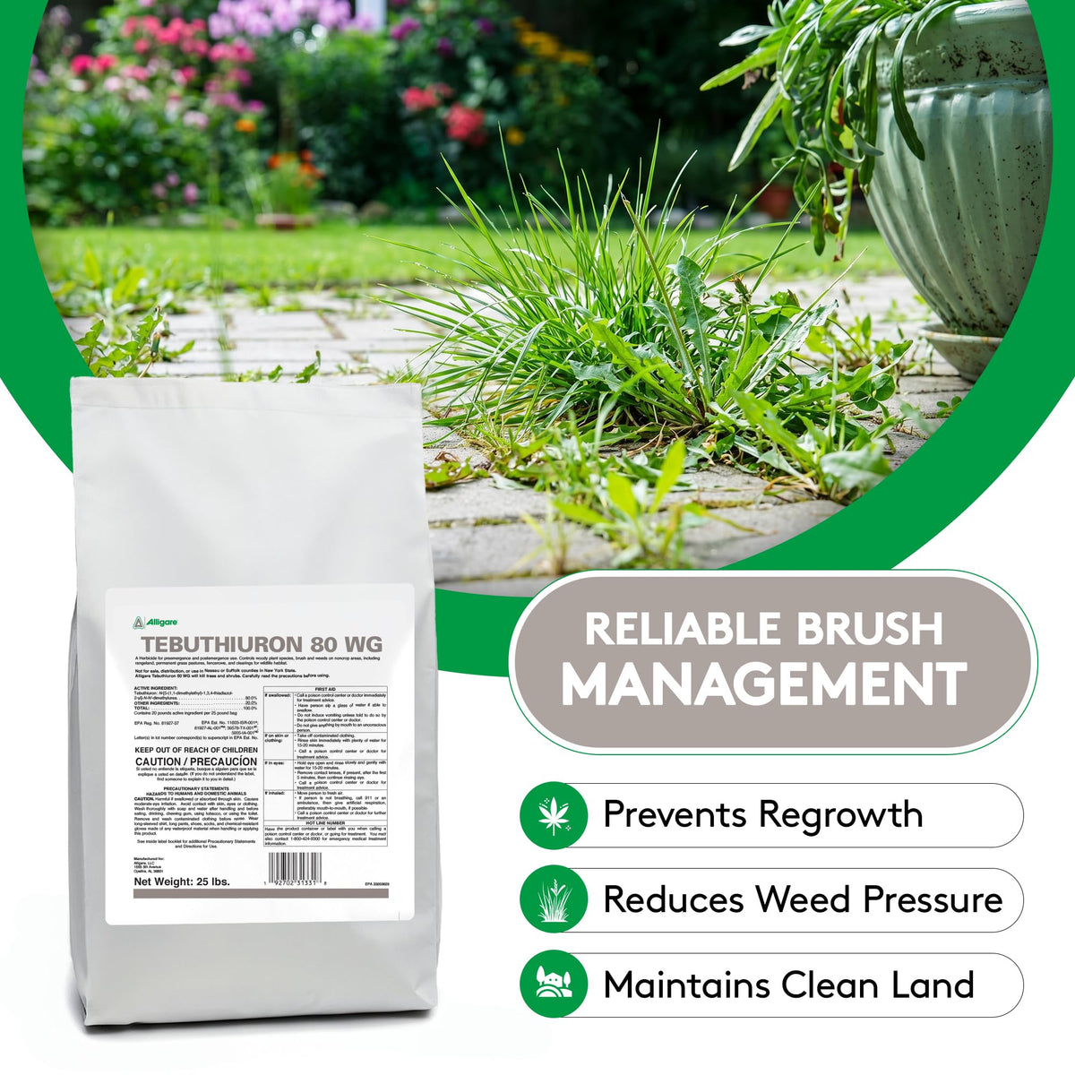Tebuthiuron 80 WG Granular Herbicide Weed Killer 25 lb D715