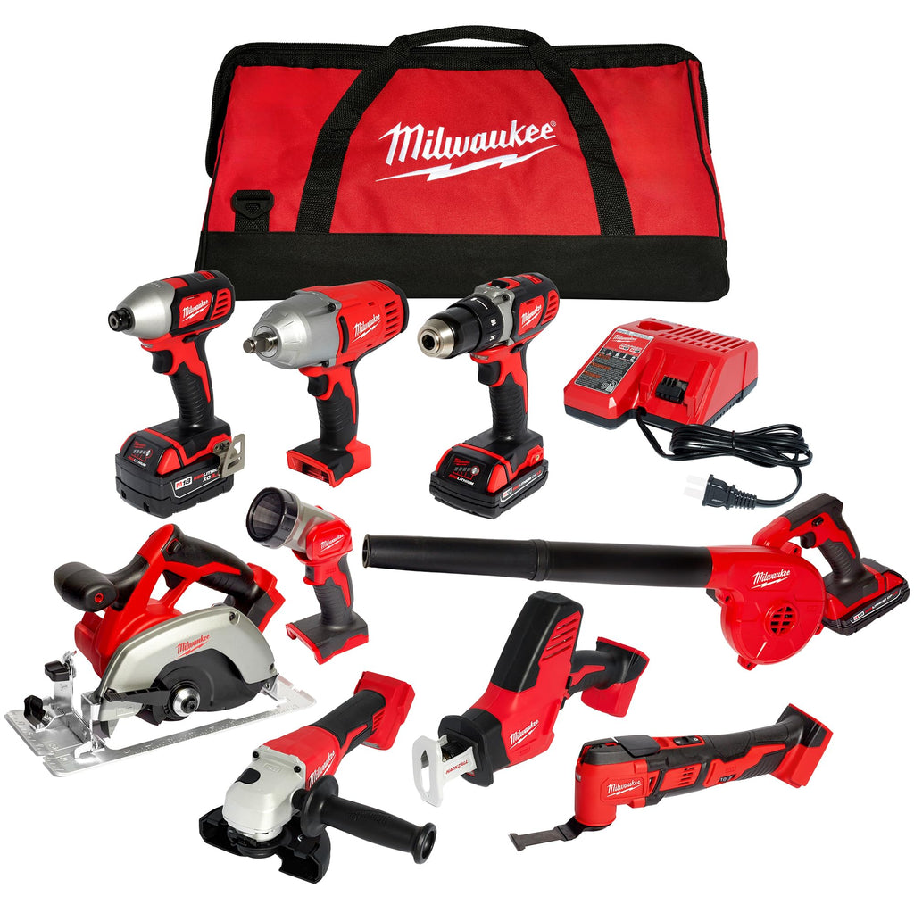 18-Volt Lithium-Ion Cordless 9-Tool Combo Kit with 2-Batteries R9238