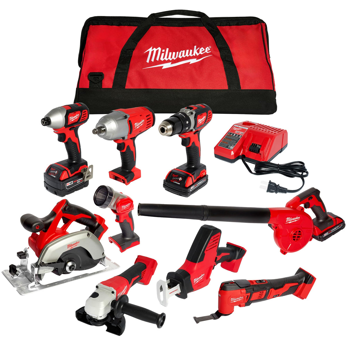 18-Volt Lithium-Ion Cordless 9-Tool Combo Kit with 2-Batteries R9238