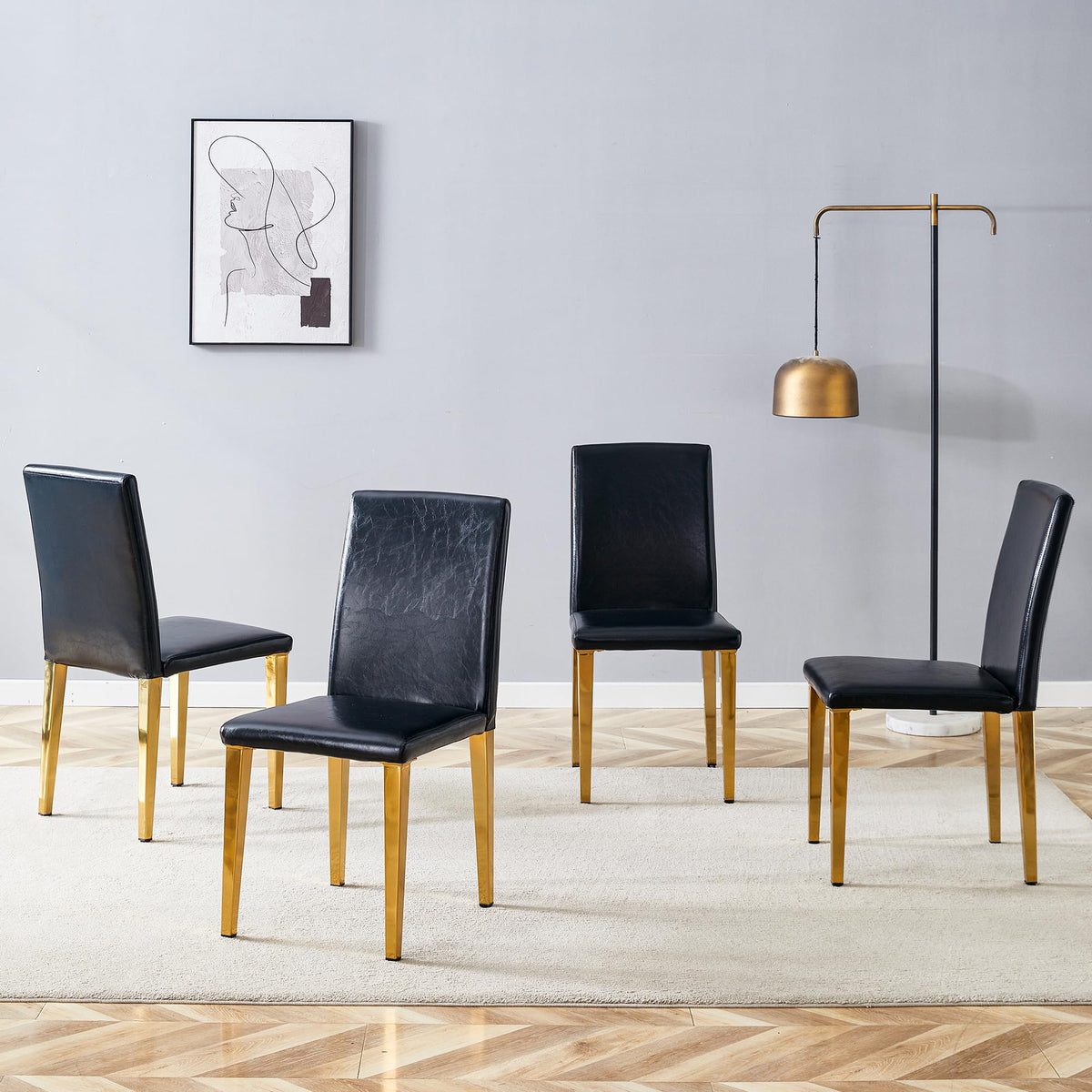 Black Gold Upholstered Dining Chairs Set of 4 K2673