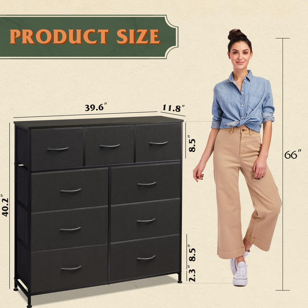 Charcoal Black 3 7 9 Drawer Dresser Set S83494