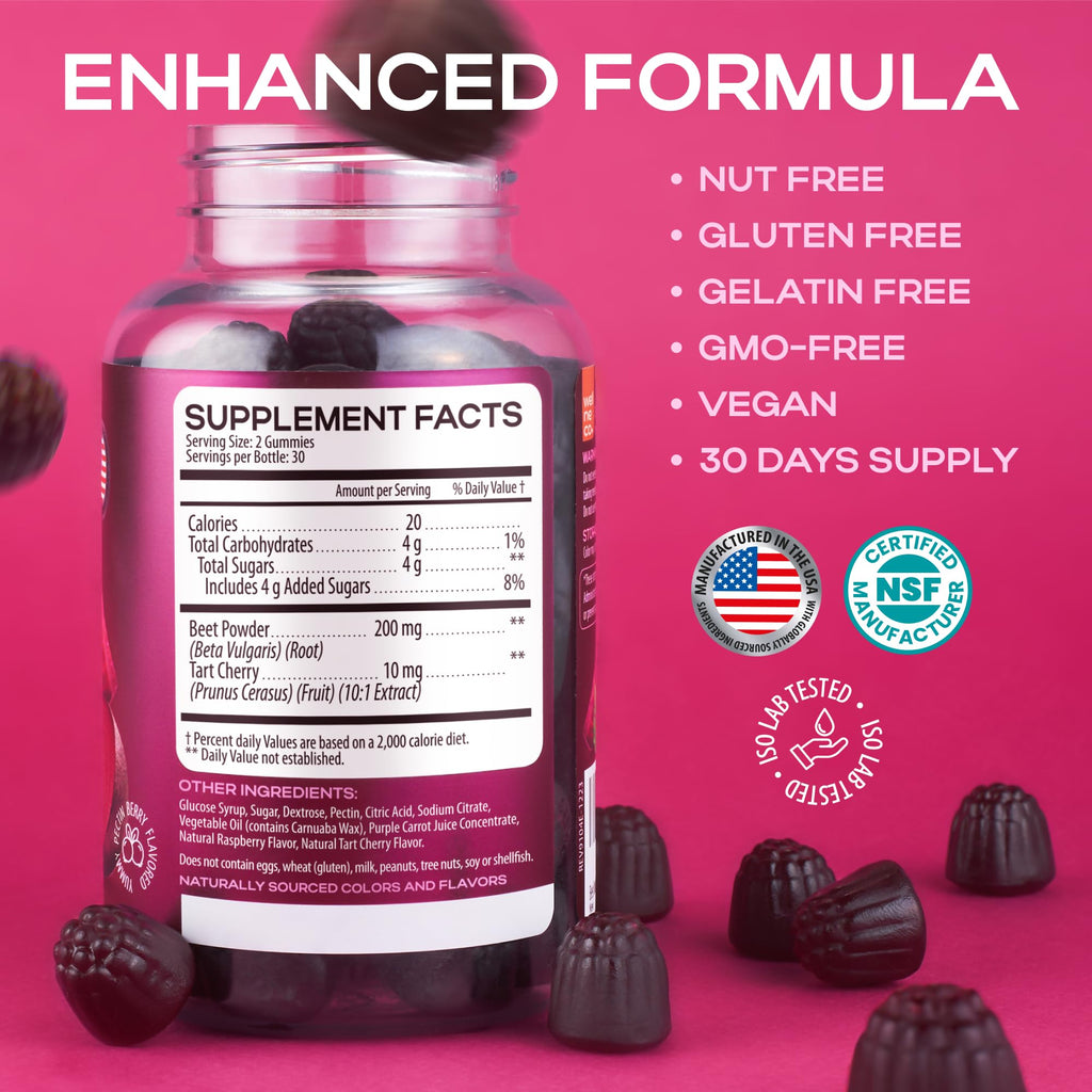 Beet Root Gummies with Tart Cherry, 60 Pcs M56288