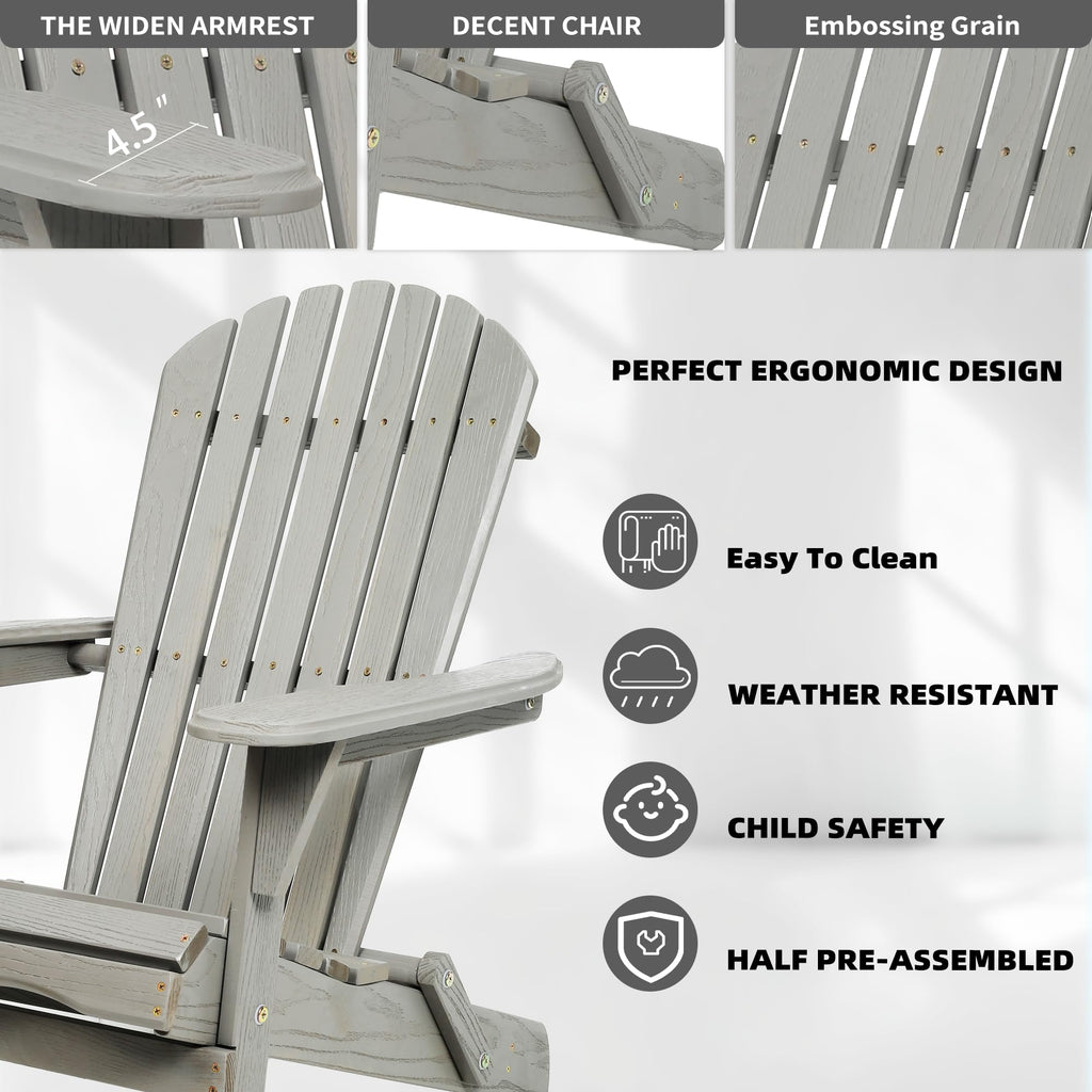 Wood Folding Adirondack Chair Set of 2 Solid Cedar K38584