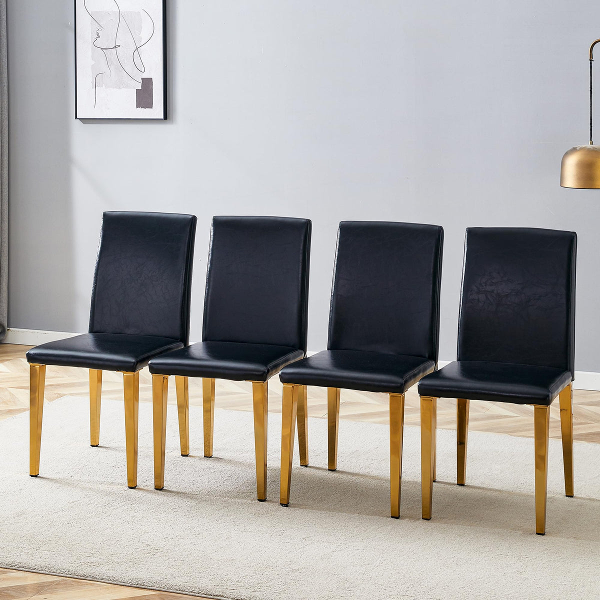 Black Gold Upholstered Dining Chairs Set of 4 K2673