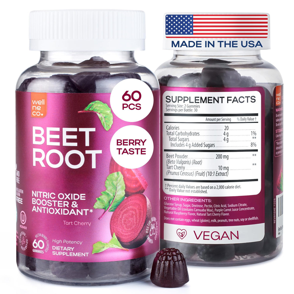Beet Root Gummies with Tart Cherry, 60 Pcs M56288