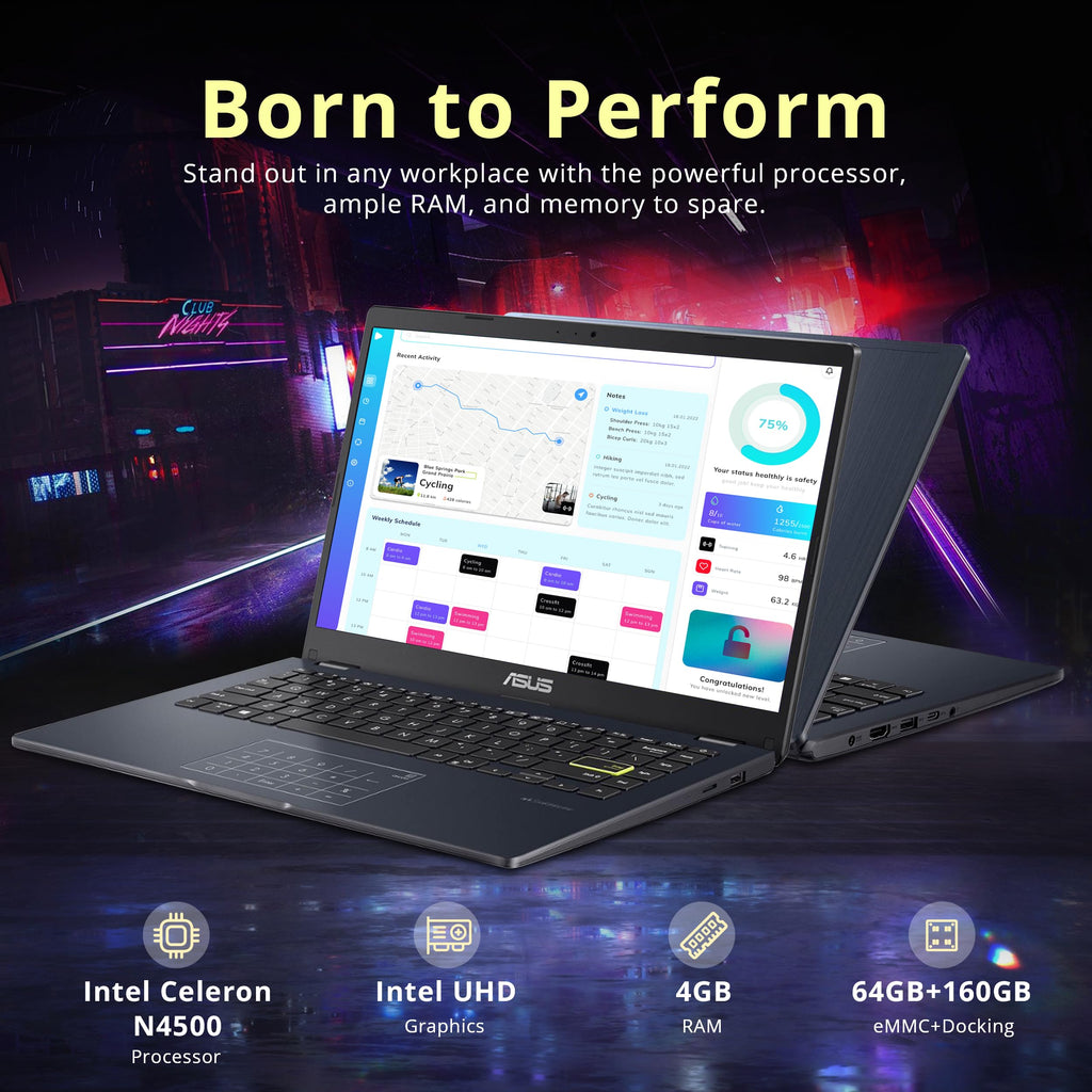 14" FHD Laptop, Intel Celeron N4500, 4GB RAM, 224GB Storage, Quiet Blue I828