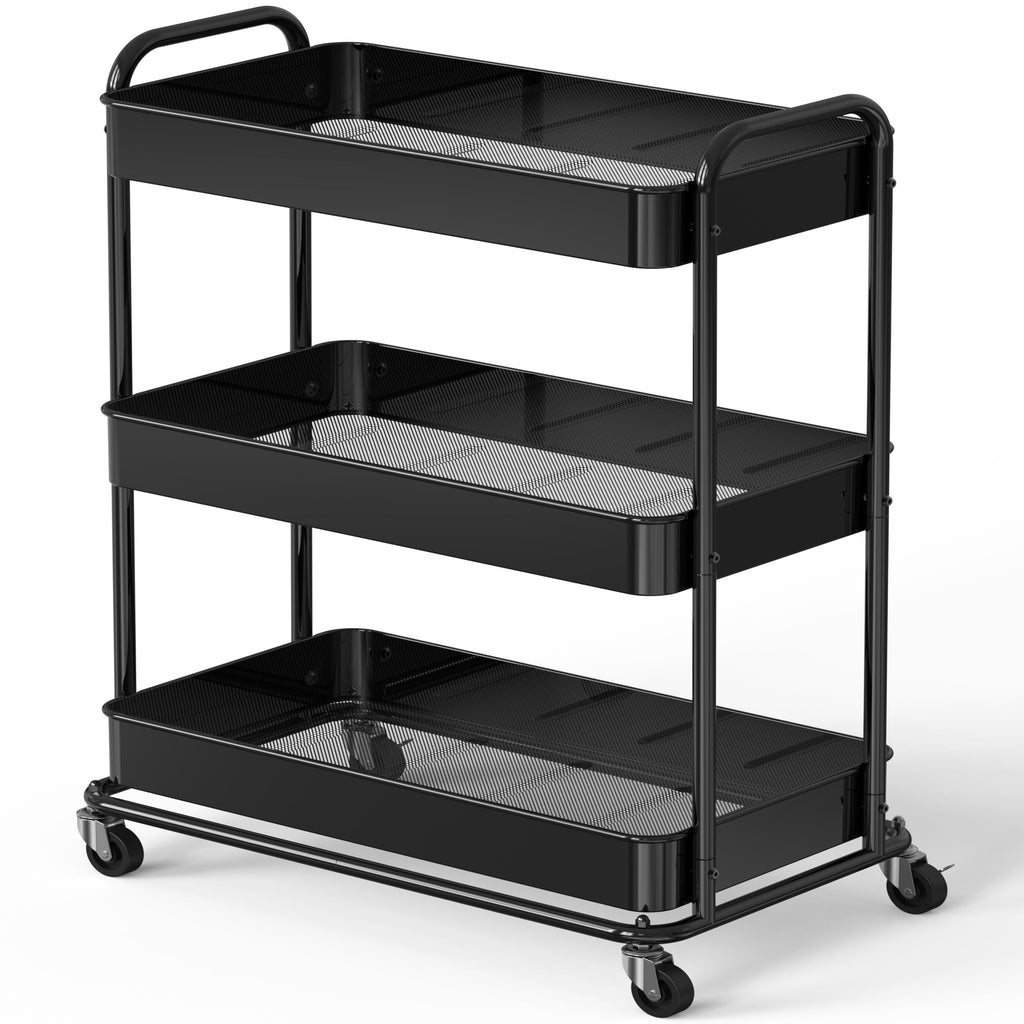 26" 3-Tier Metal Utility Cart, Black U893