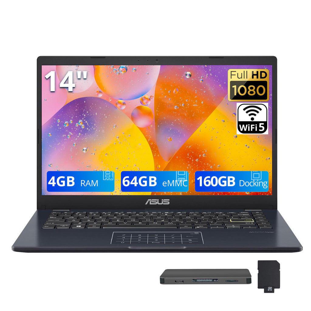 14" FHD Laptop, Intel Celeron N4500, 4GB RAM, 224GB Storage, Quiet Blue I828