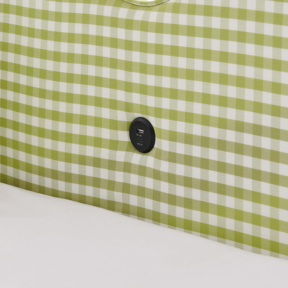 Green Gingham Full to King Upholstered Daybed with Trundle J735