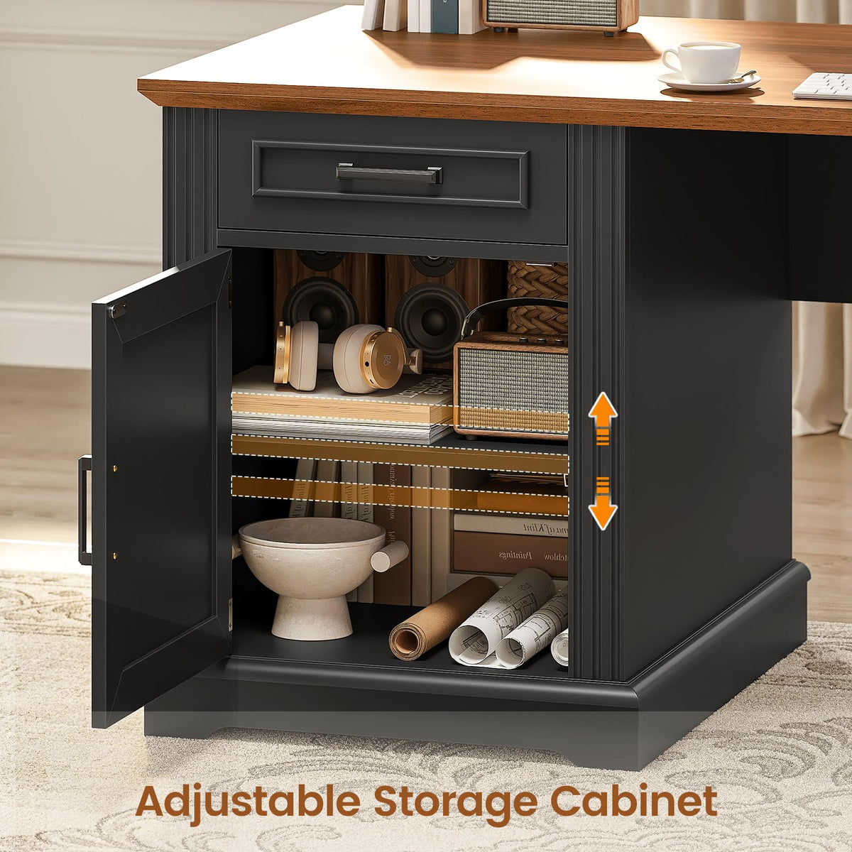 69" L Shaped Desk with Drawers and Storage Cabinet Z756739