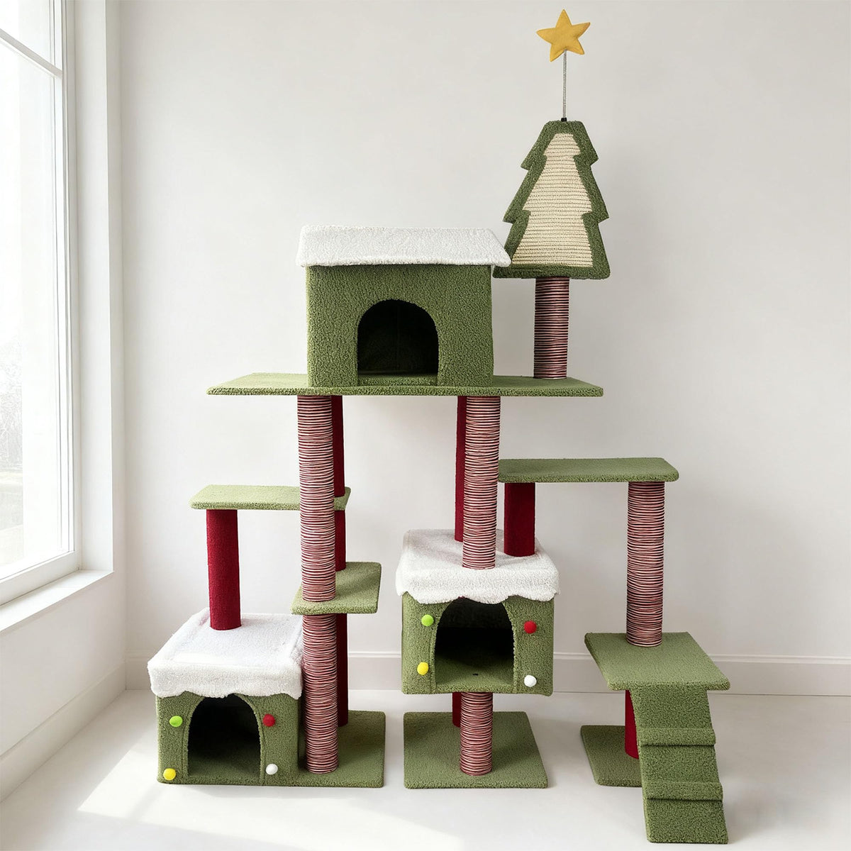 60 Inch Extra Large Cat Tree with 3 Condos and Climbing Ladder D903347