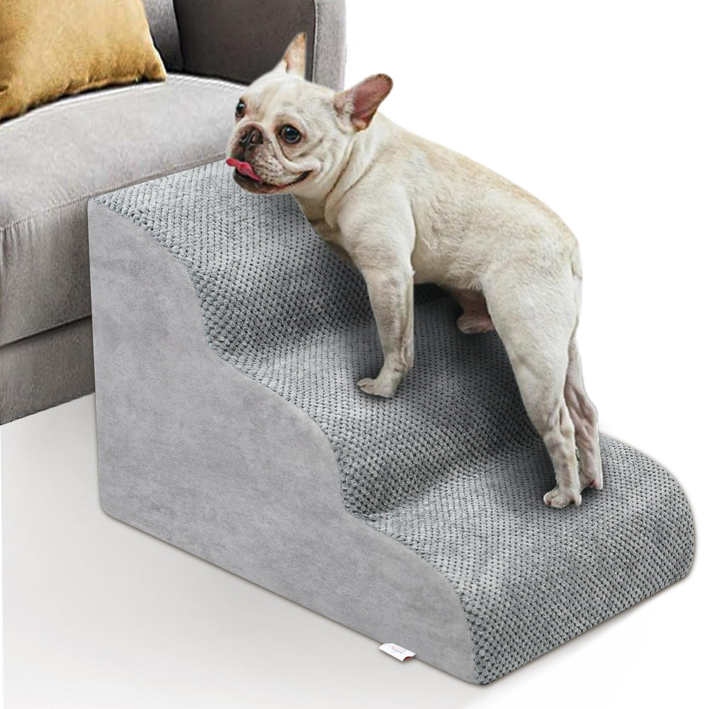 High Density Foam Dog Stairs 3 Steps Grey O764435