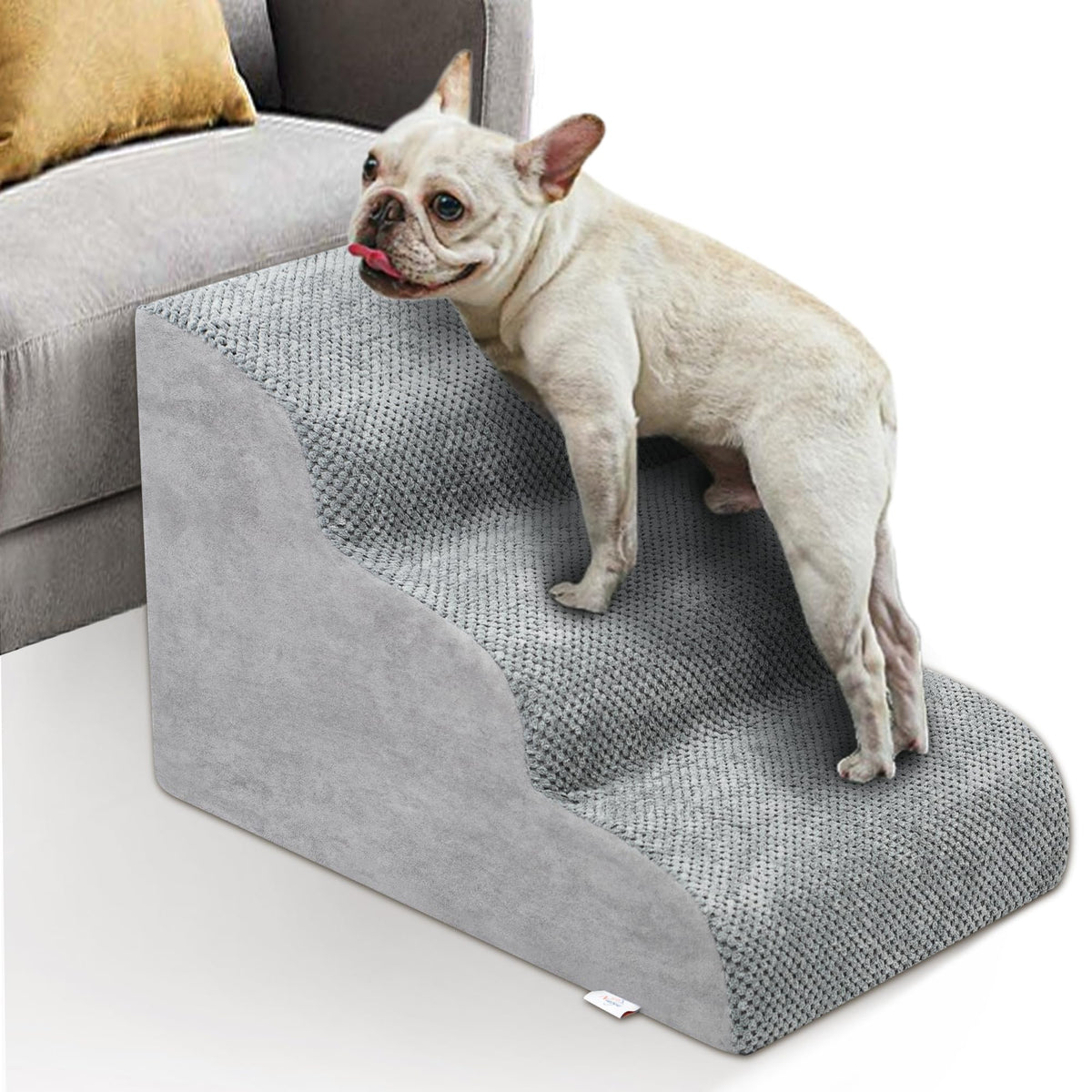 High Density Foam Dog Stairs 3 Steps Grey O764435