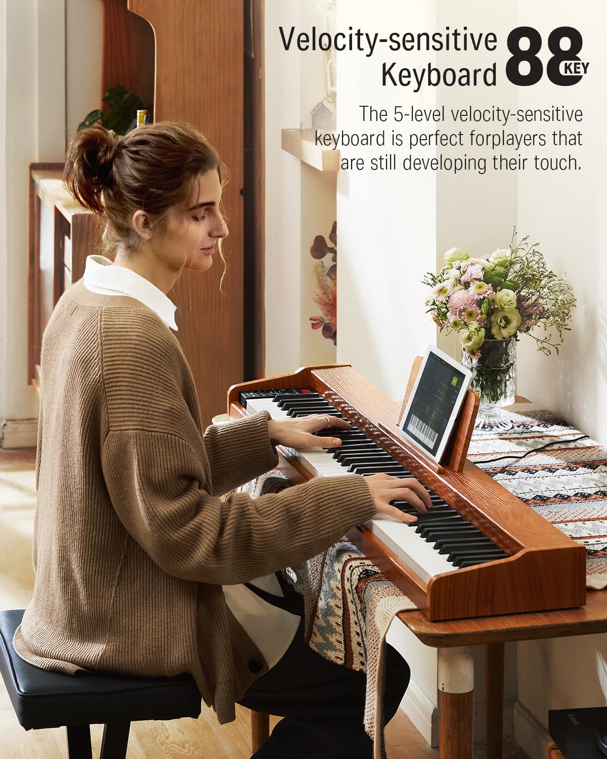 88 Keys Digital Piano with Stand and Sustain Pedal N53797