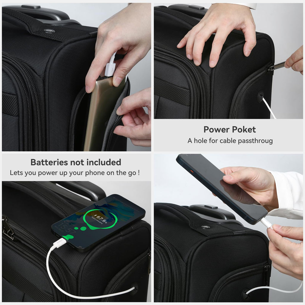 16 Inch Underseat Carry on Luggage with Wheels Black U865