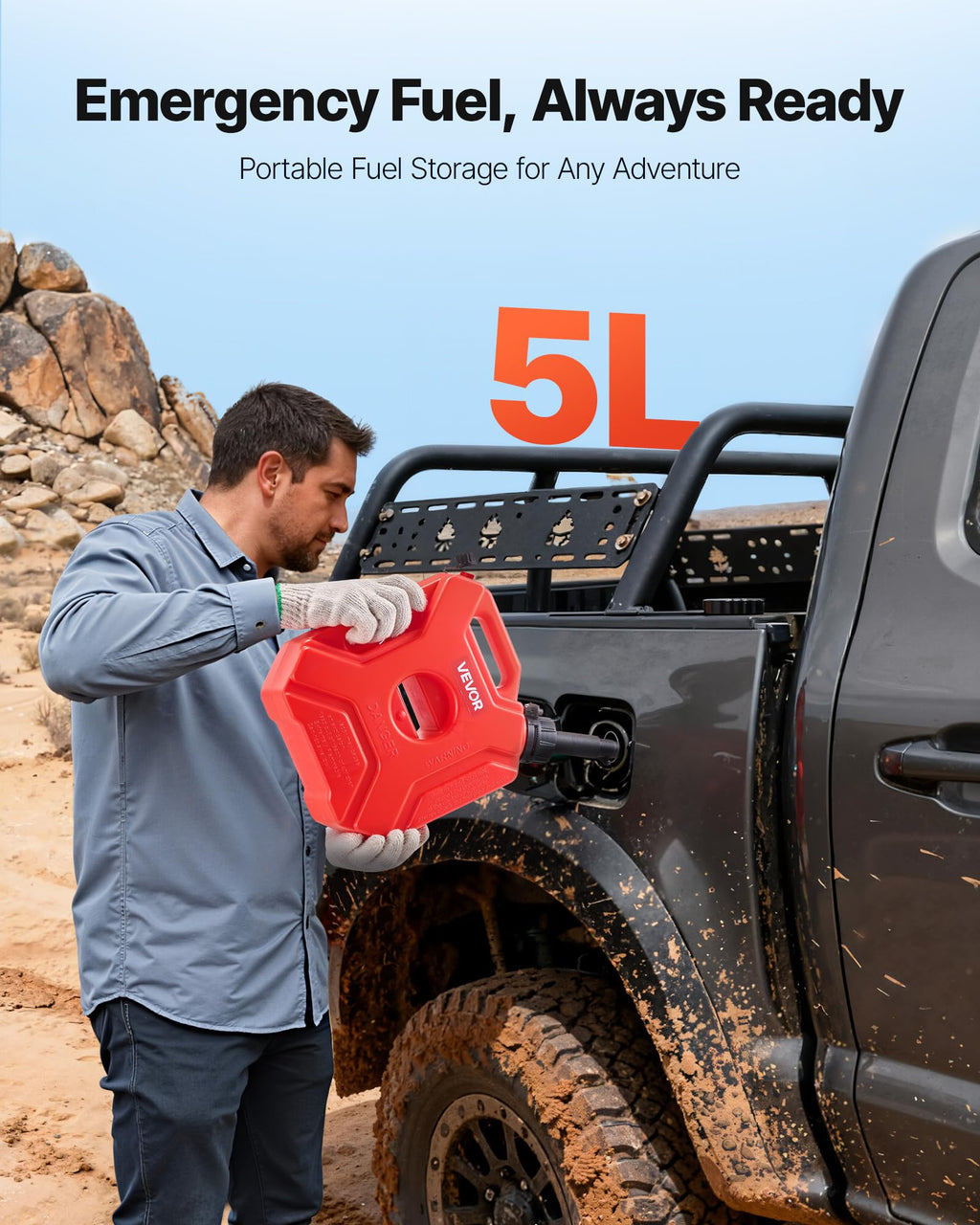 1.3 Gallon Gas Can with Spout and Lockable Bracket K869