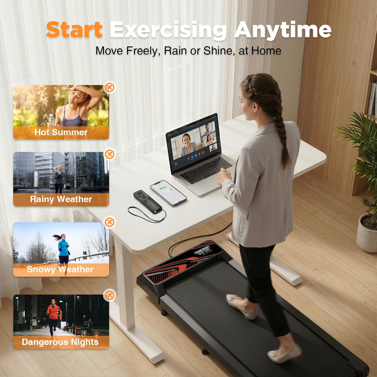 2.5HP Portable Compact Treadmill with Incline and Remote K700028