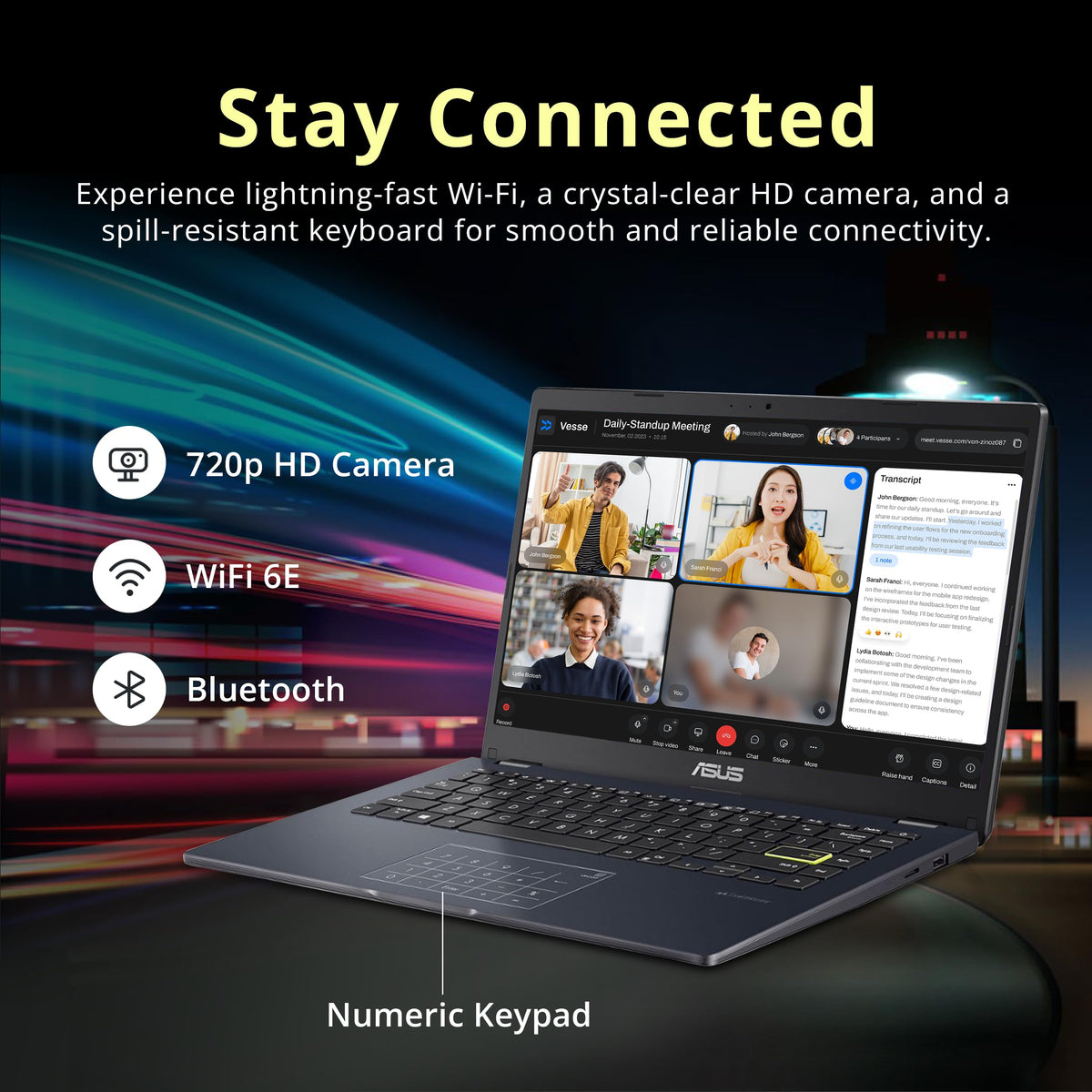 14" FHD Laptop, Intel Celeron N4500, 4GB RAM, 224GB Storage, Quiet Blue I828