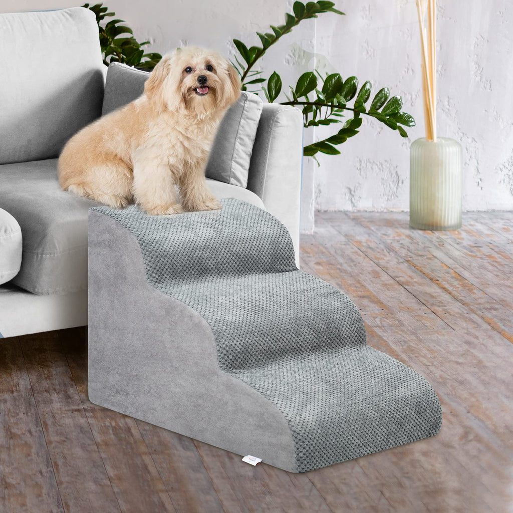 High Density Foam Dog Stairs 3 Steps Grey O764435