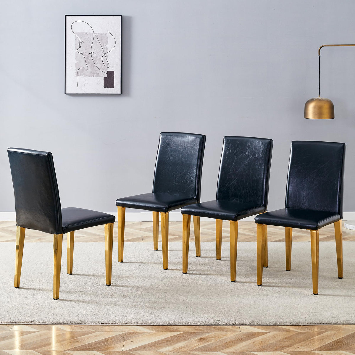 Black Gold Upholstered Dining Chairs Set of 4 K2673