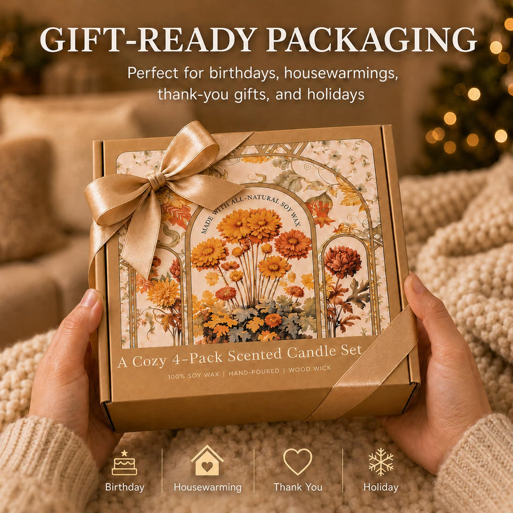 4 Pack Scented Candle Set with Wooden Wick Q8331
