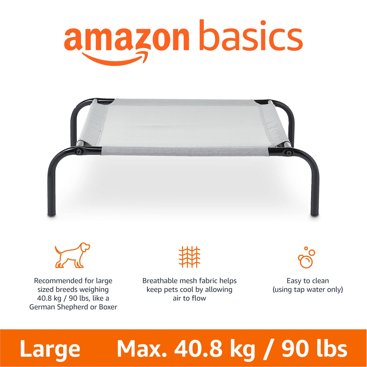 Elevated Dog Bed with Metal Frame, Grey Q156