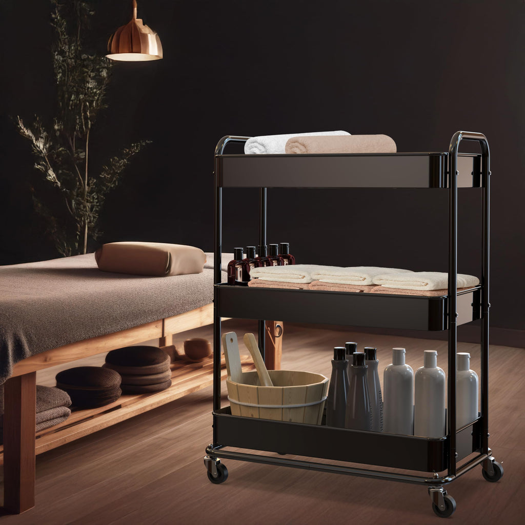 26" 3-Tier Metal Utility Cart, Black U893