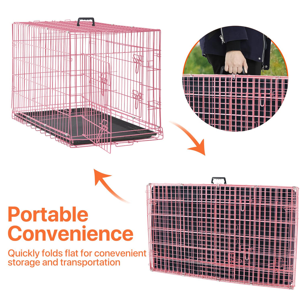 Folding Metal Dog Crate with Tray & Divider G464540
