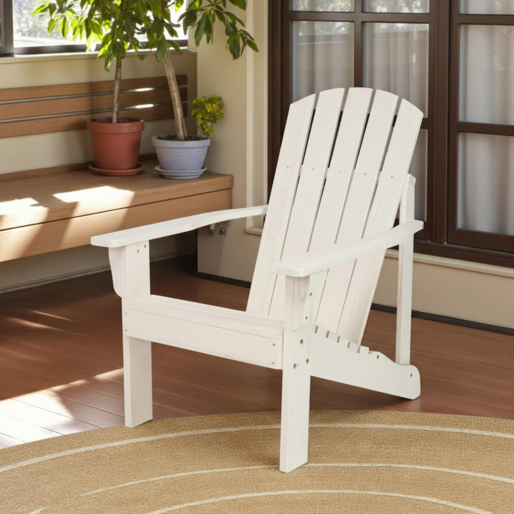 Eggshell White Wooden Adirondack Chair O56354