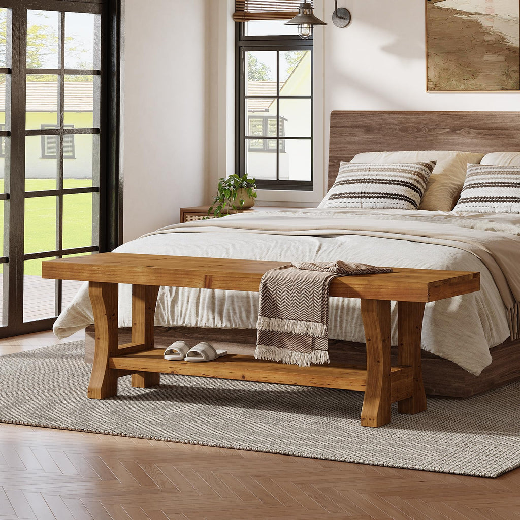 Brown Solid Wood Entryway Bench P612405