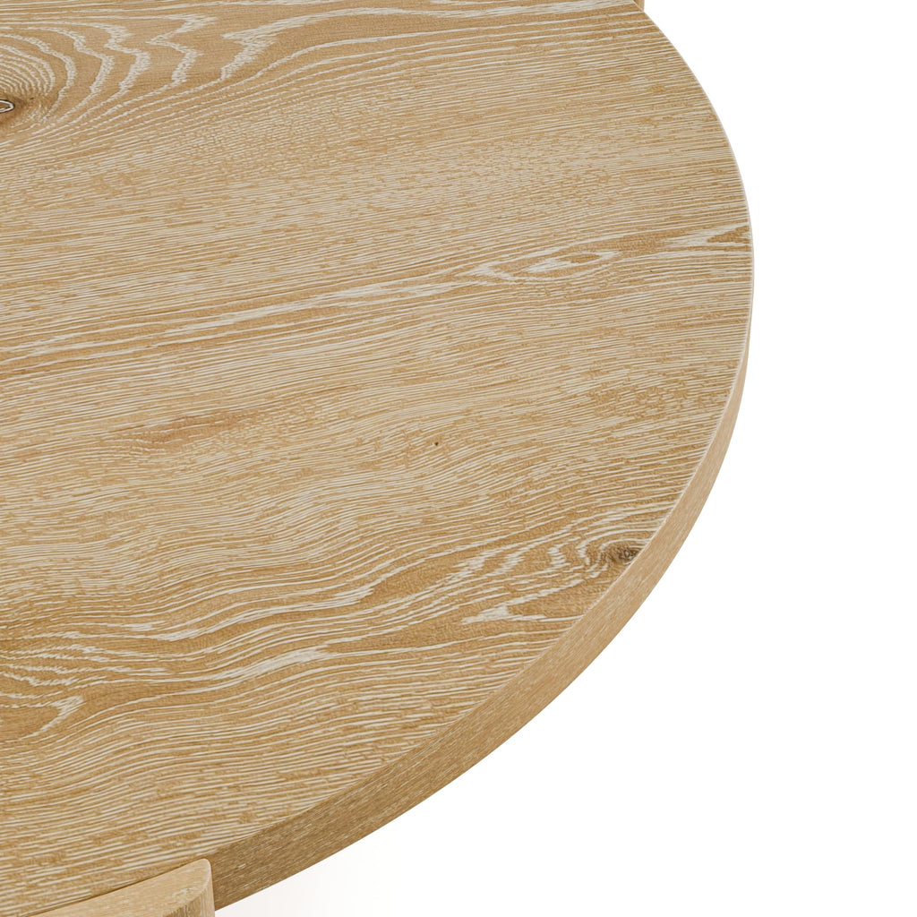 42” Round Oak Finish Wood Coffee Table K979880
