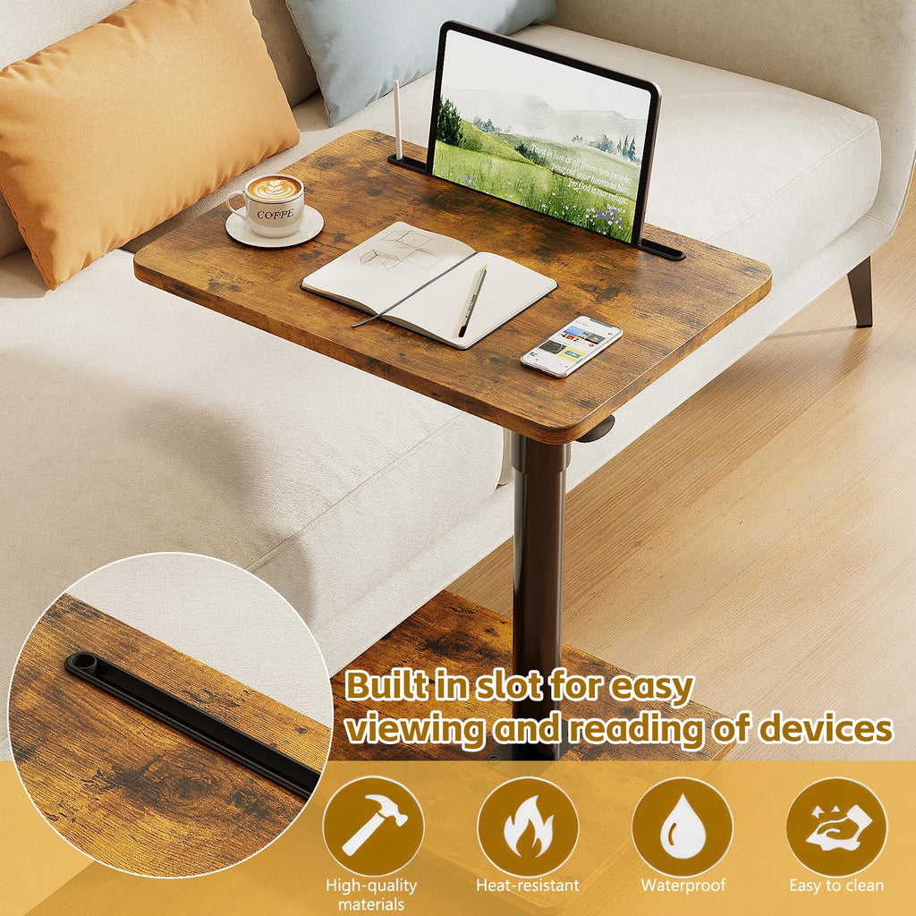Height Adjustable Swivel C Shaped Side Table Set of 2 A34078