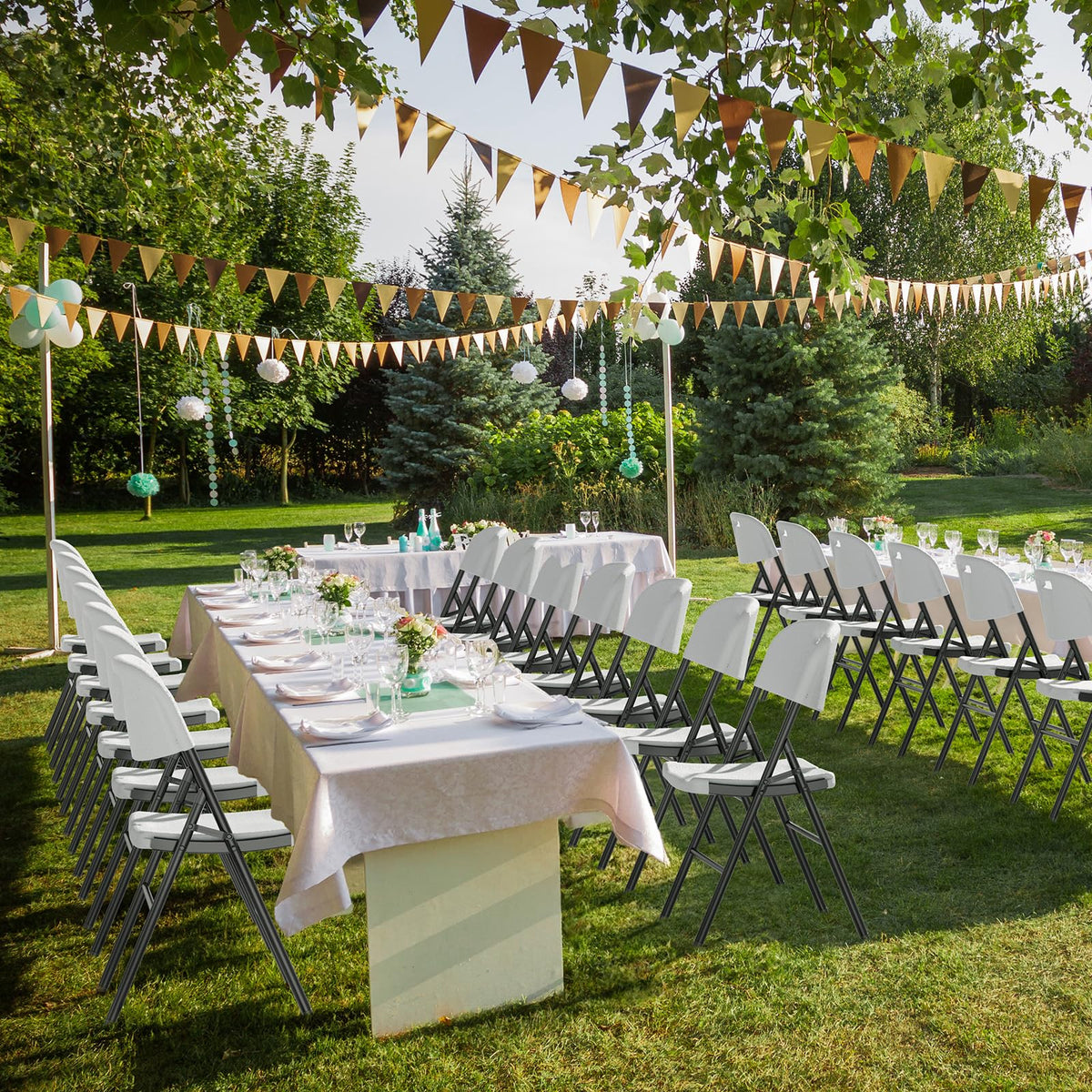 White 10 Pack HDPE Folding Chairs with Steel Frame G33825