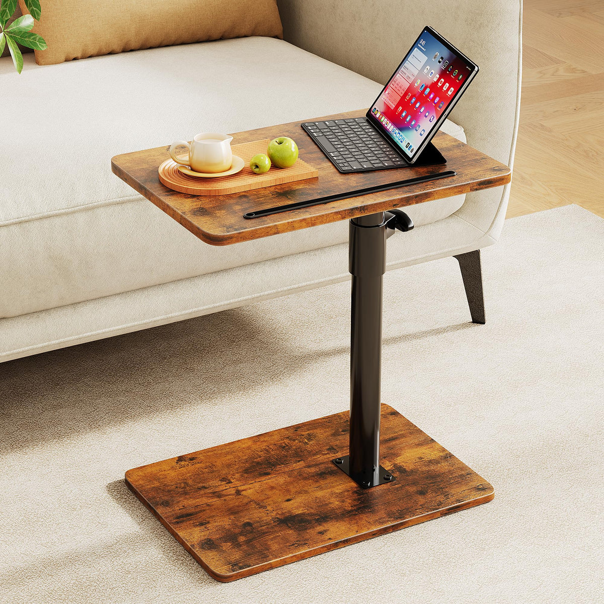 Height Adjustable Swivel C Shaped Side Table Set of 2 A34078